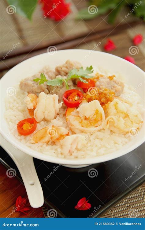 Rice Soup with Prawn and Mince Pork Stock Photo - Image of culture ...