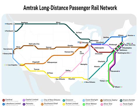 A map I made showing the Amtrak long-distance passenger rail network ...