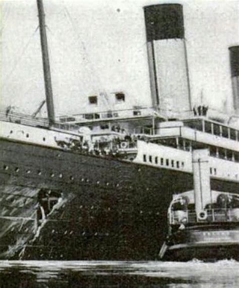 RMS Olympic after her collision with HMS Hawke. | Rms titanic, Titanic ...