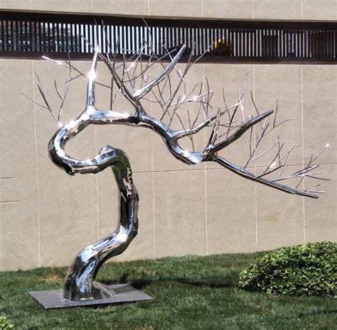 stainless steel decorative metal tree sculpture free standing