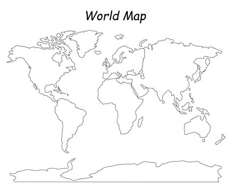 Simple World Map Outline | World map printable, World map outline, Free ...