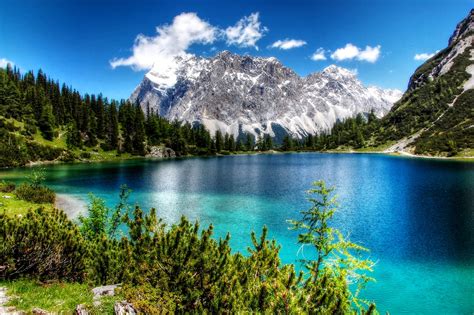 snowy mountain near the lake mountain range #photography #seebensee # ...