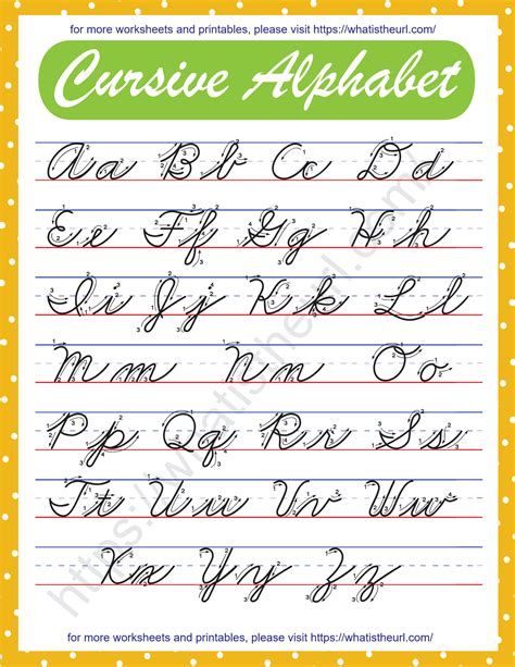 Alphabet In Cursive Printable Chart