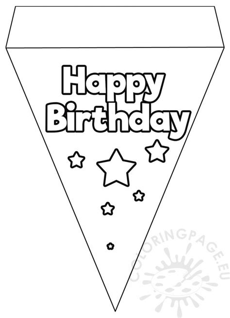 Happy Birthday Flag Banner template – Coloring Page