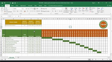 TECH-005 - Create a quick and simple Time Line (Gantt Chart) in Excel ...