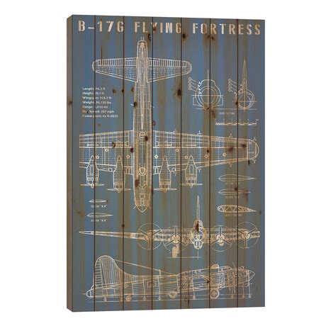 B-17 Vintage Bomber Airplane Blueprint // Action Blueprints (26"H x 18 ...