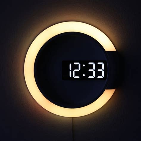 3D LED Digital Wall Clocks Alarm Mirror Hollow Watch Wall Clock Modern ...