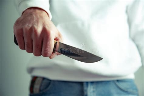 Angry Man Hand Holding Knife Stock Photo - Image of threatening, dark ...