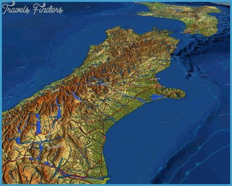 New Zealand Elevation Map - TravelsFinders.Com