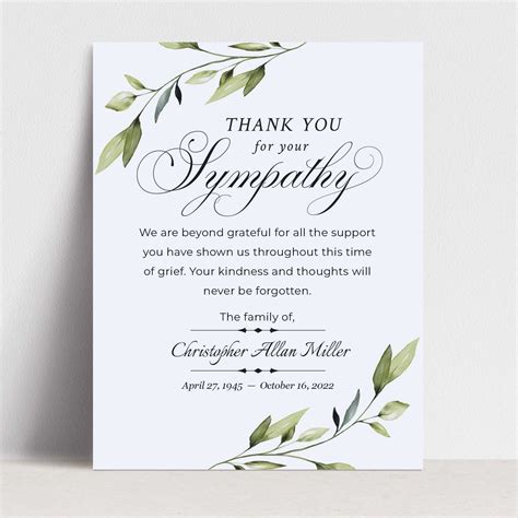 Sympathy Thank You Card Template Printable With Your, 44% OFF