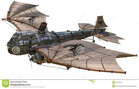 Fantasy retro airship stock illustration. Illustration of machine ...