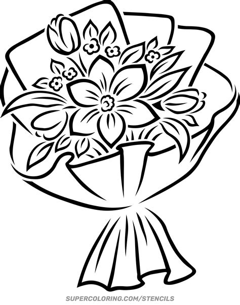 Stencil of Flower Bouquet | Free Printable Papercraft Templates