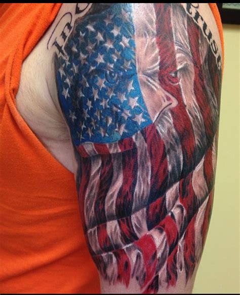 American Flag Shoulder Tattoo