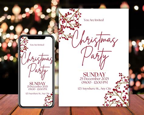 Editable Christmas/holiday Cocktail Party Invitation Template - Etsy