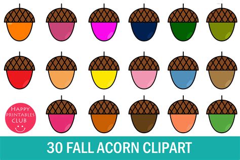 30 Acorn Clipart- Fall Acorn Clipart- Colorful Acorn Images (139788 ...