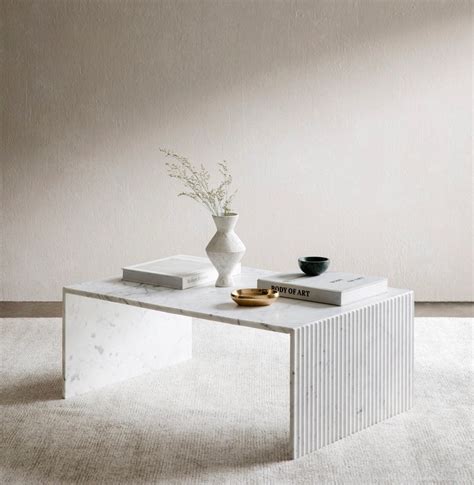 Solid White Marble Coffee Table Modern Minimalist Living Room Furniture ...