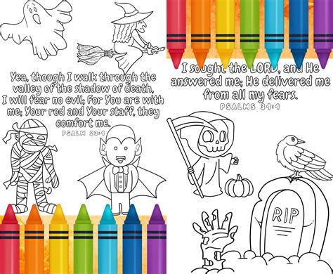 Bible Verse Halloween Coloring Pages Christian Halloween - Etsy