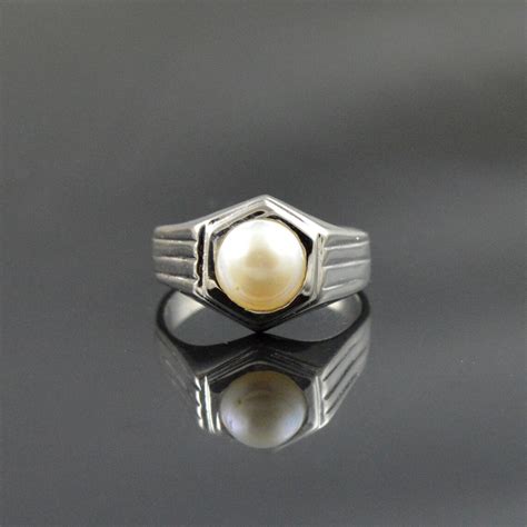 Mens Pearl Ring Handmade Silver Ring Natural Pearl Ring | Etsy