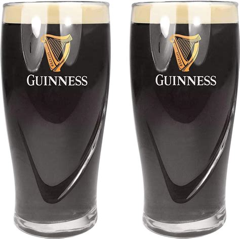 Guinness Official Merchandise Embossed Pint Beer Glass (Set of 2 ...