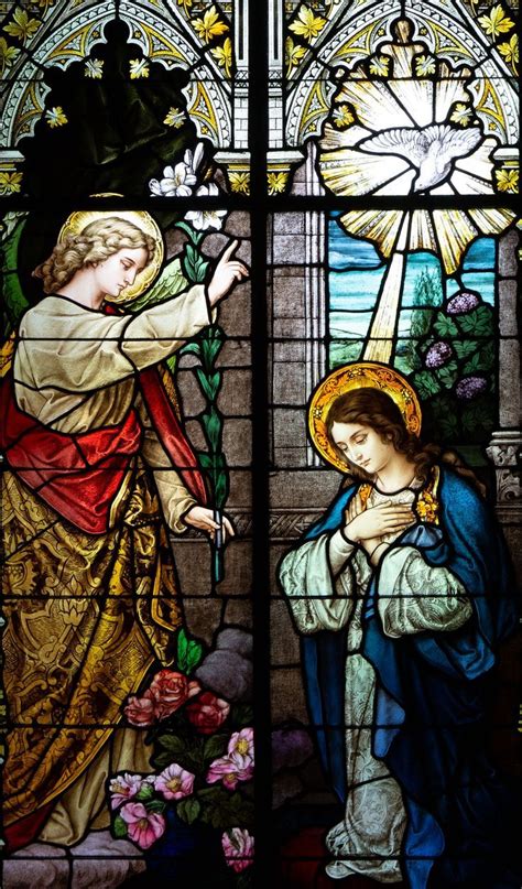 Annunciation | Stained glass windows, Catholic church stained glass ...