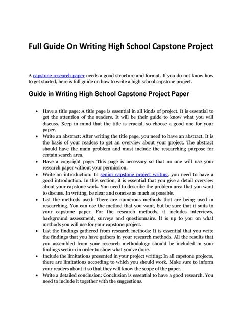 High School Capstone Project – A Writing Guide by CapstonePaper - Issuu