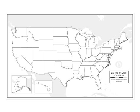 Buy Large Blank United States Outline , Laminated, 36” x 24” | Great ...