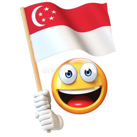 Emoji Holding Singapore Flag, Emoticon Waving National Flag of ...