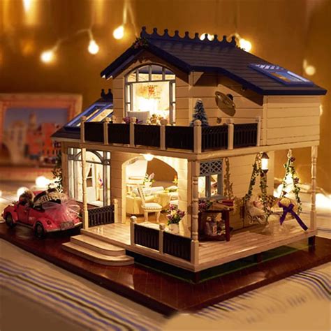 Assembling DIY Model Kit Wooden Doll House Romantic Provence House ...