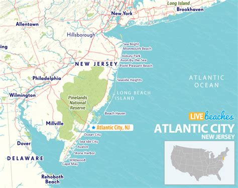 Map of Atlantic City, New Jersey - Live Beaches