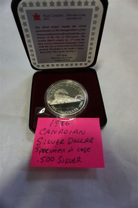 1986 CANADIAN SILVER DOLLAR SPECIMEN CASED DOLLAR .500 SILVER - Big ...