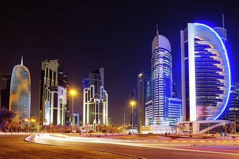 Doha City At Night Qatar Skyscrapers Photograph by Mlenny - Pixels