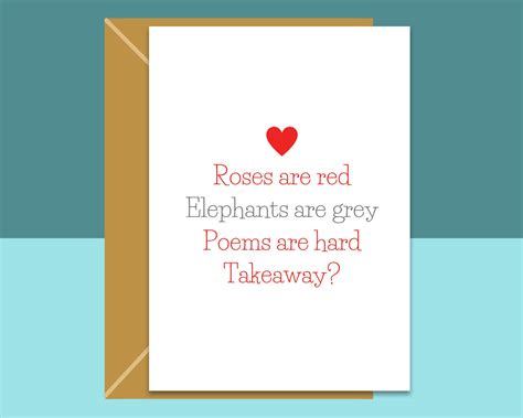 Funny Valentine's Card Roses are Red poem For Him or | Etsy