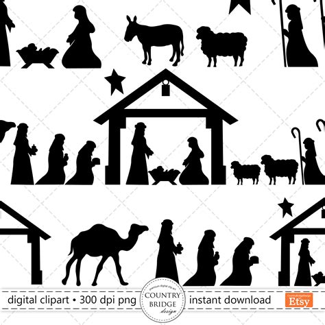 Nativity Scene Clipart Silhouette