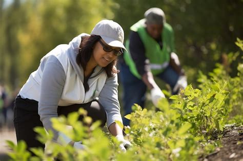 Premium AI Image | Community volunteers clean up rubbish for a clean ...