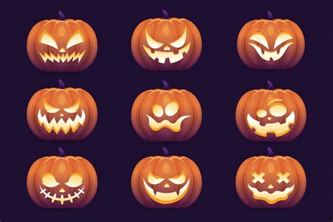 halloween background template with scary pumpkin face 2561131 Vector ...