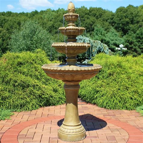 Sunnydaze Outdoor Water Fountain with LED Lights - Large 4-Tier ...