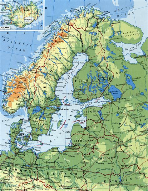 Detailed elevation map of Scandinavia | Baltic and Scandinavia | Europe ...