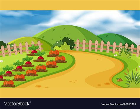 Landscape background design vegetable garden Vector Image