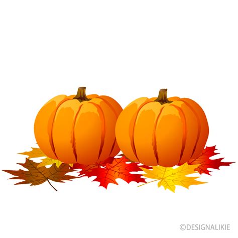 Pumpkins and Autumn Leaves Clip Art Free PNG Image｜Illustoon