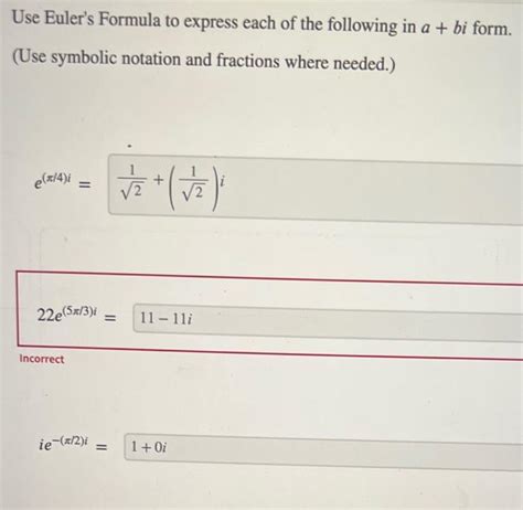 Solved Use Euler's Formula to express each of the following | Chegg.com