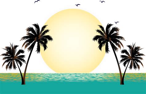 Beach Sunset Vector at GetDrawings | Free download