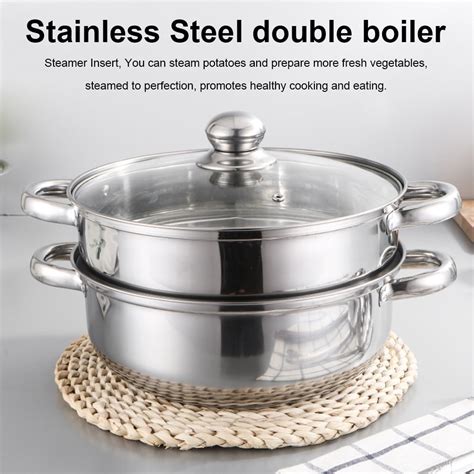 Double layer Stainless Steel Stack and Steam Pot Set - and Lid,Steamer ...