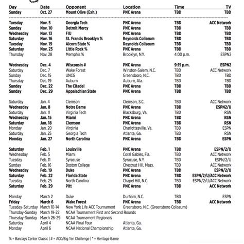 NC State men's basketball learns ACC slate, releases full schedule ...