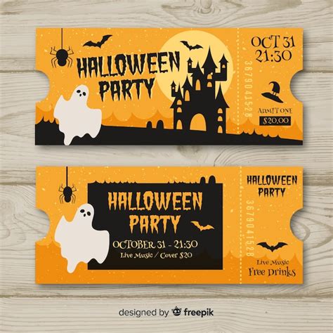 Free Vector | Colorful hand drawn halloween party ticket template