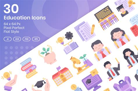 30 Education Icons Set – Flat Graphic by kmgdesignid · Creative Fabrica