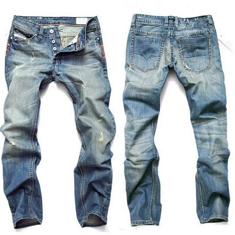 2017 Fashion Vintage Designer Famous Brand Destroyed Mens Jeans Blue ...