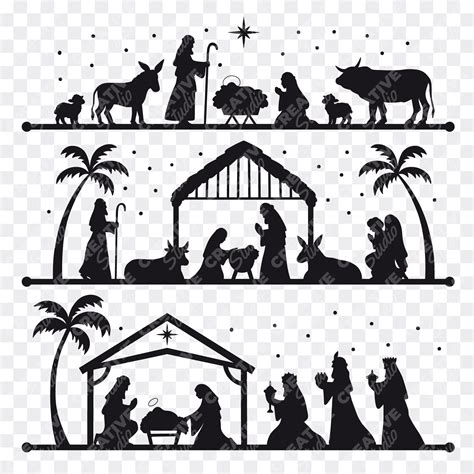 Christmas Nativity Silhouette Bundle SVG Suitable for Digital Printing ...