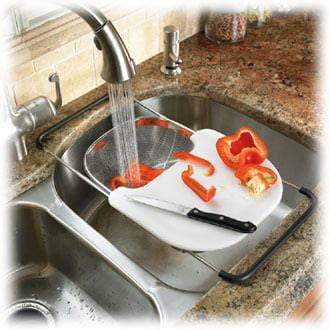 Polder Expandable Sink Strainer Adjustable With Built In Cutting Board ...