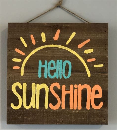 Hello Sunshine Sign | Hand painted signs, Wood shadow box, Hand painted