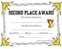 Free Printable Second Place Award Certificates